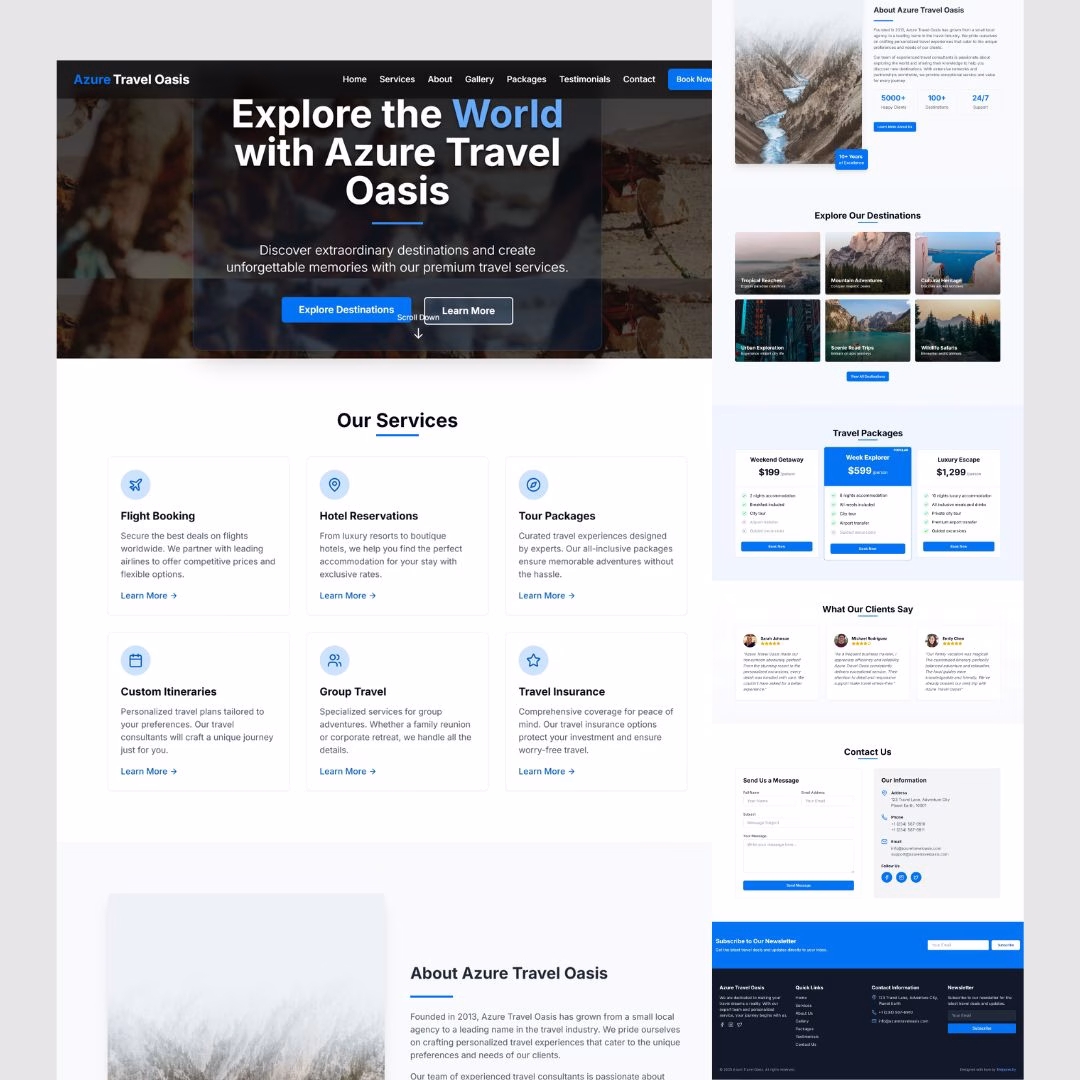 Azure Travel full mockup